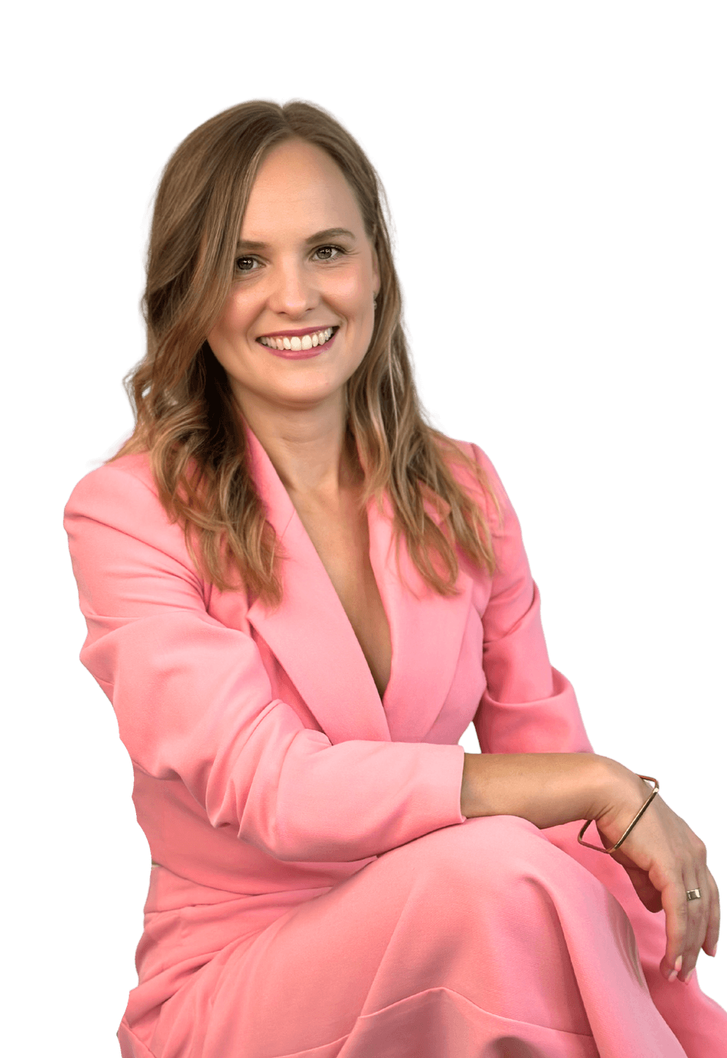 Kádár Réka rózsaszín ruhában
